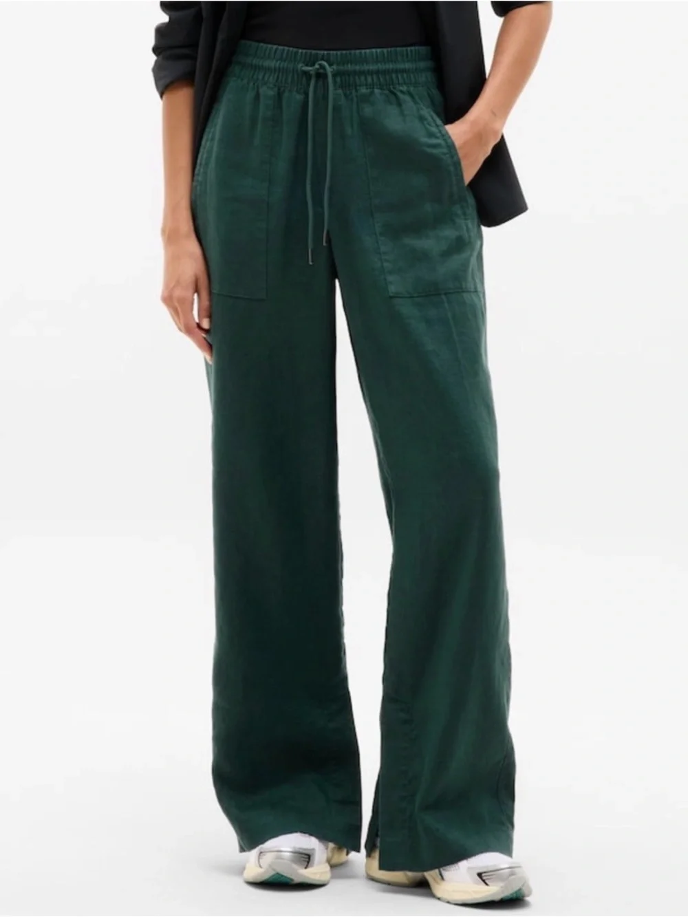NWT Athleta Retreat Linen High Rise Wide Pine Pant Sz XL